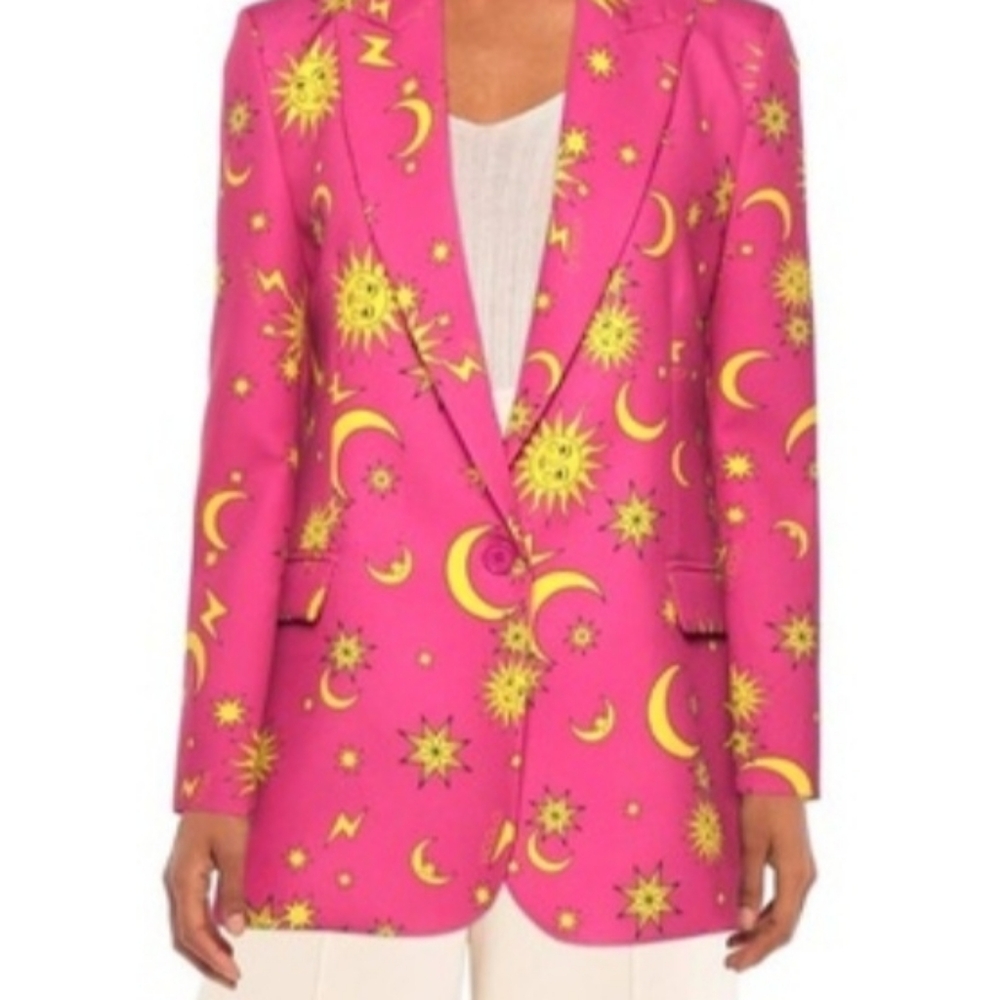 Vibrant Pink Blazer with Yellow Star Design